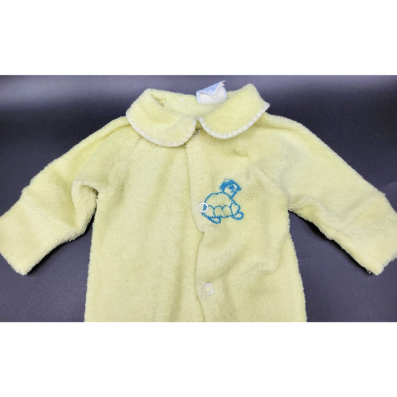 Vintage 80s Royal Heir Yellow Infant Sleeper Turtle Polyester Snap Closure Sm YK - Picture 2 of 8